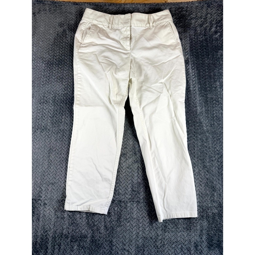 Ann Taylor Loft Chino Pants Womens 10 White Stretch Straight Leg Preppy Mid Rise